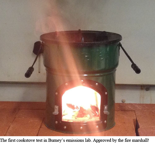 The first cookstove tested in Burney's lab